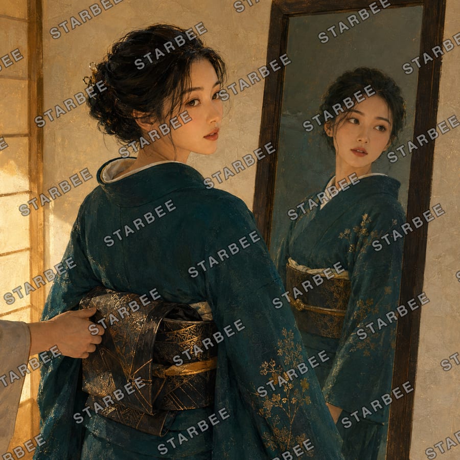 振り返る鏡
