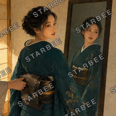 振り返る鏡