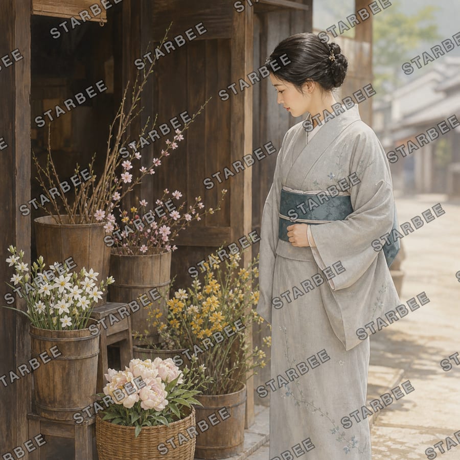 花屋の前