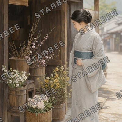 花屋の前