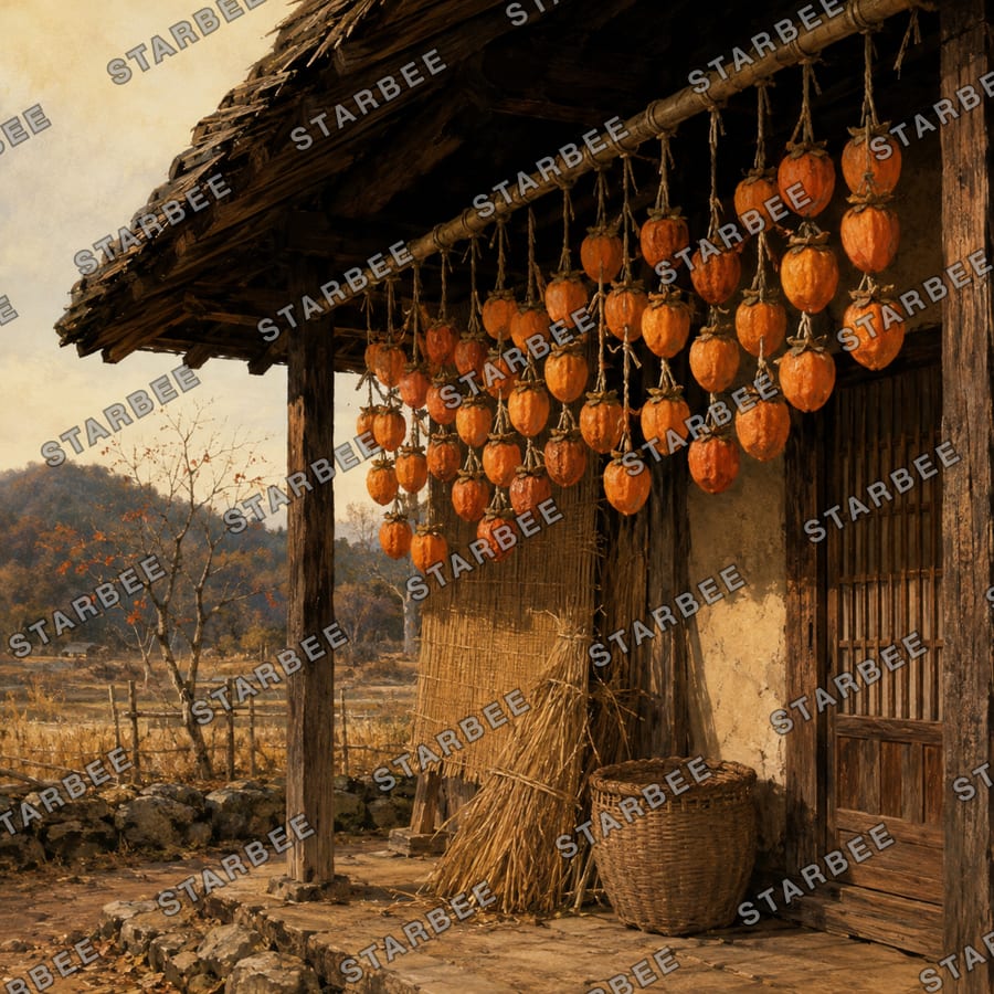 干し柿の軒