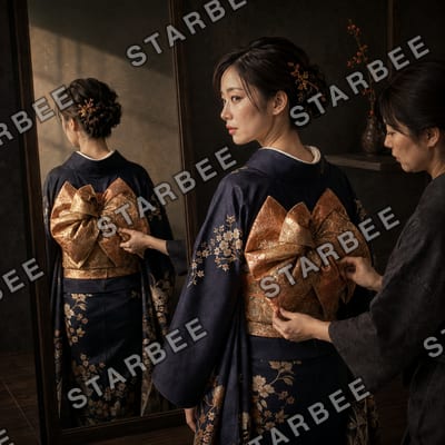 鏡に映る帯