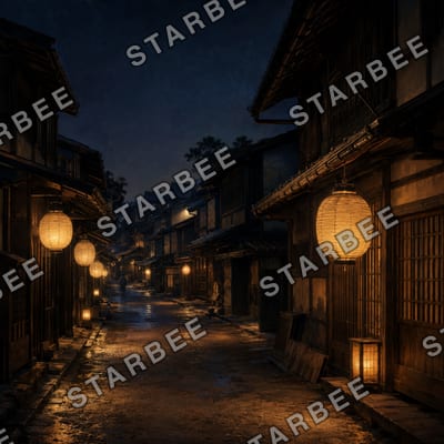紙灯の夜道