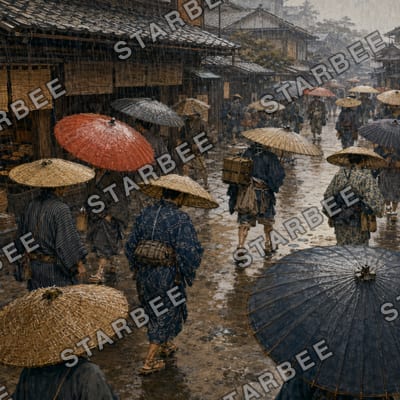 笠の往来