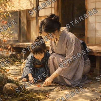 子どもと庭先