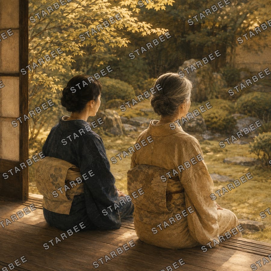 並んで座る