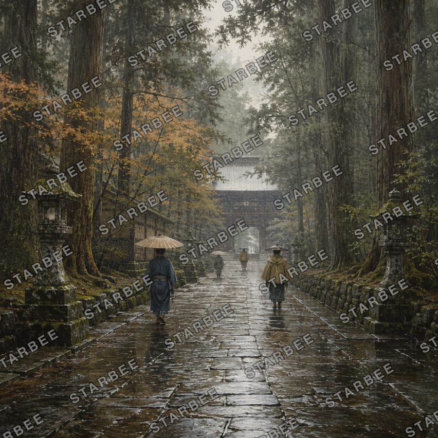 参道の小雨