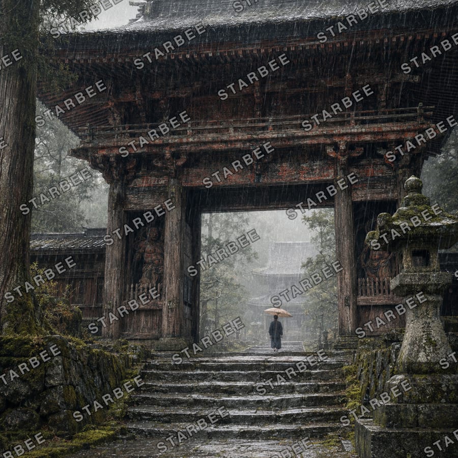 山門の雨