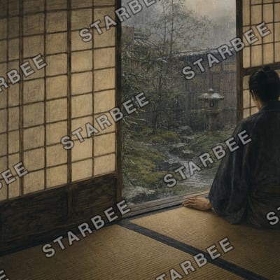 障子ごしの雨