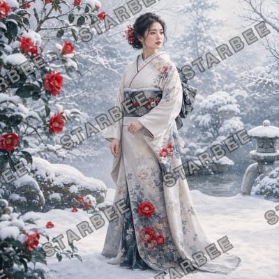 椿と雪