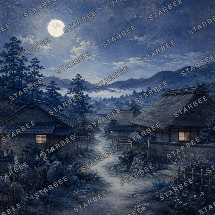 月夜の村