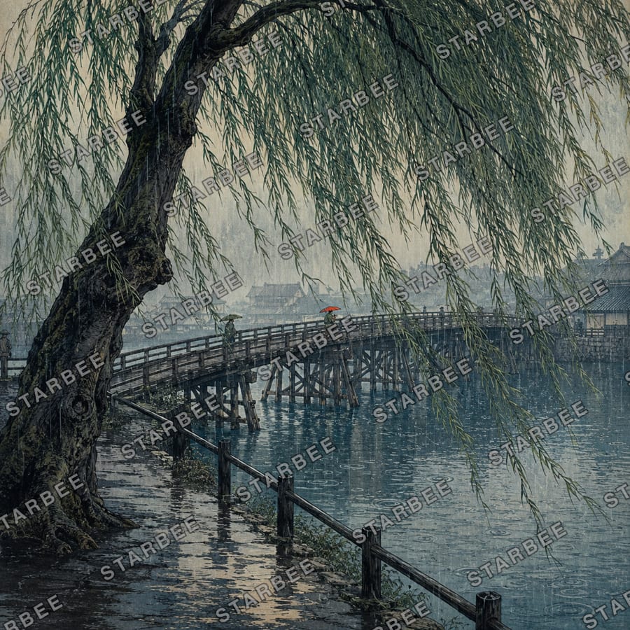 柳橋雨景
