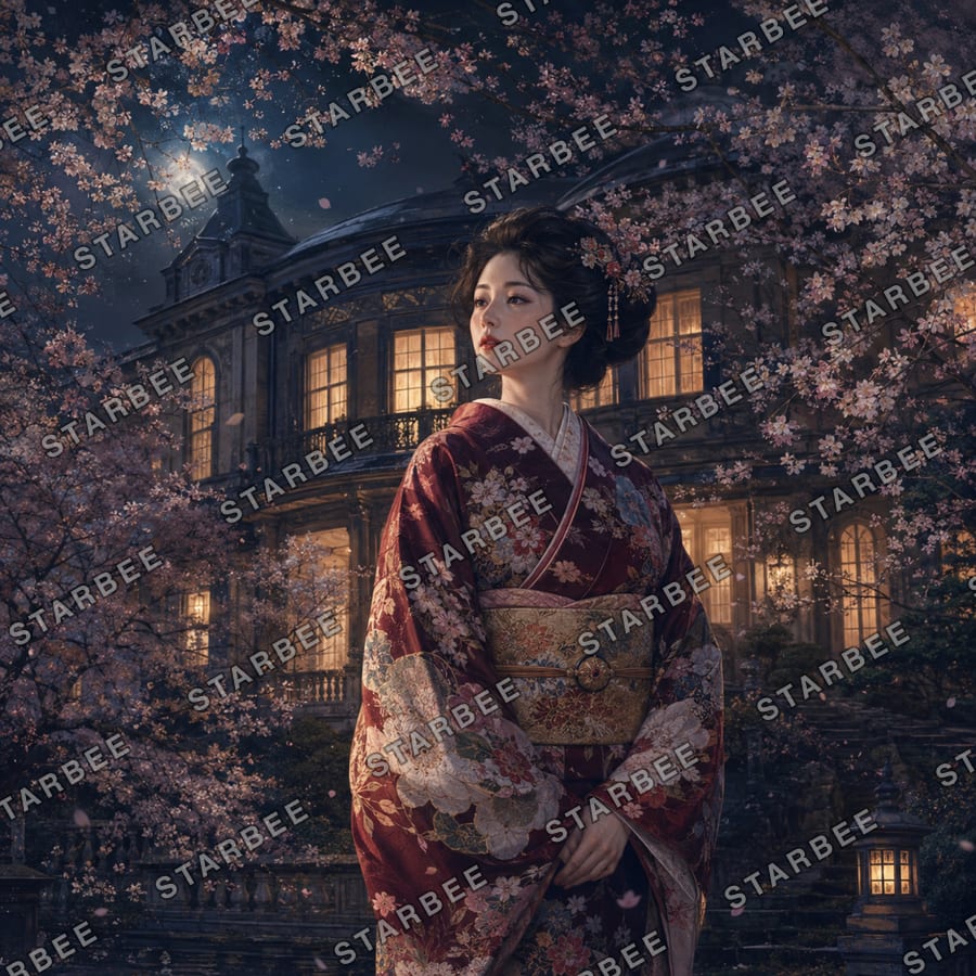夜桜洋館