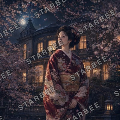 夜桜洋館