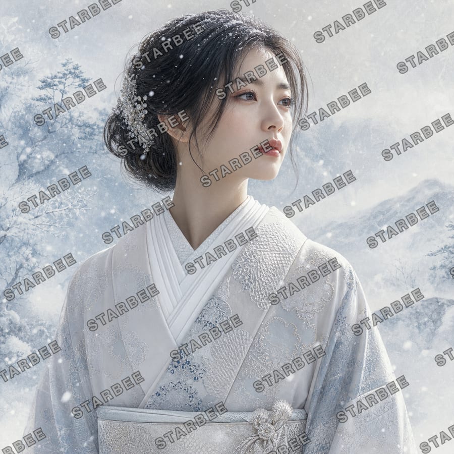 雪の襟元